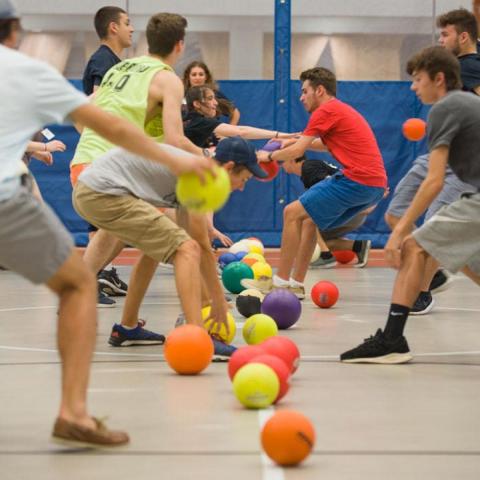 students playing dodgeball at Hamel Rec center